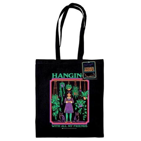 STEVEN RHODES (HANGING WITH ALL OF MY FRIENDS) BLACK TOTE BAG