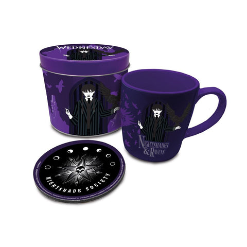 WEDNESDAY (NIGHTSHADES & RAVENS) GIFT SET (MUG & COASTER IN KEEPSAKE TIN)