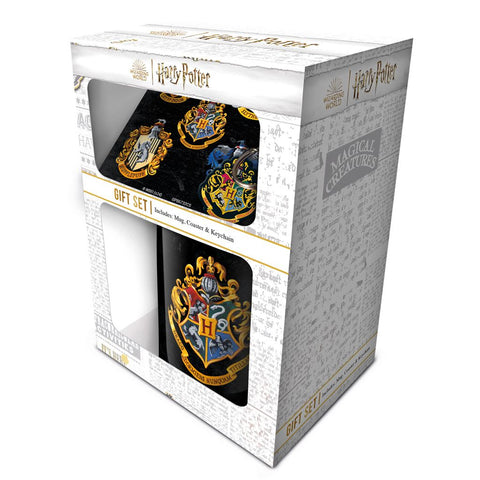 HARRY POTTER (COLOURFUL CREST) GIFT SET (MUG, COASTER & KEYCHAIN)